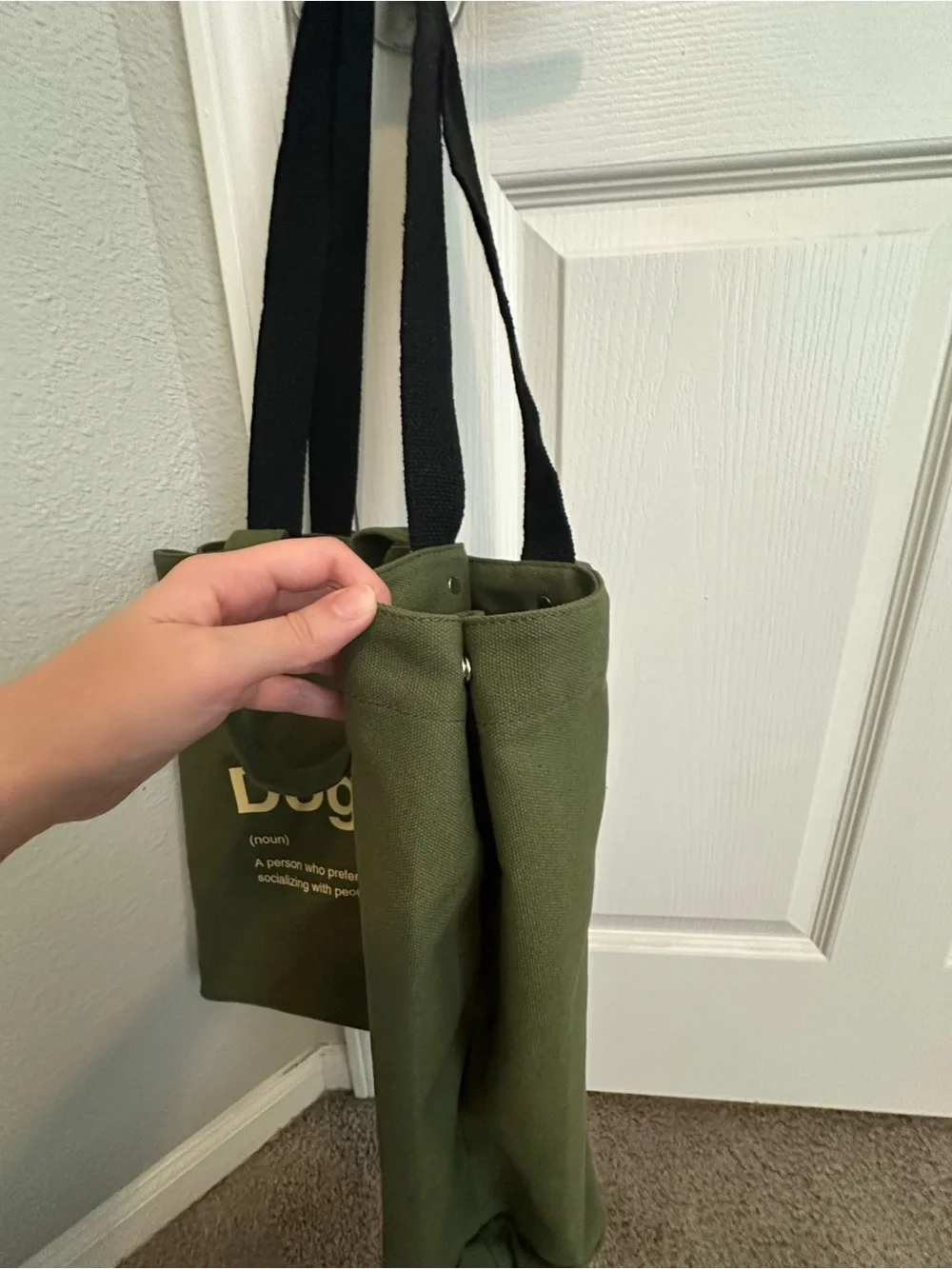 Dogtrovert Olive  Tote Bag -